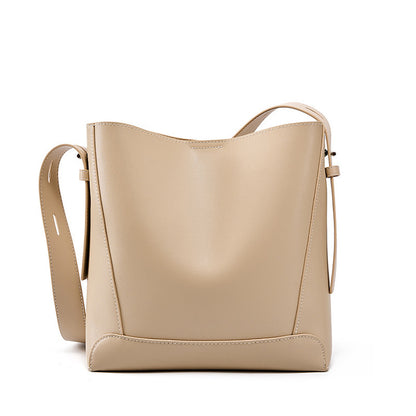 Adiffu All-match Leather Bucket Bag