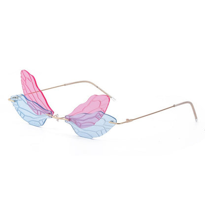 Adiffu Frameless Gradient Color Dragonfly Sunglasses For women