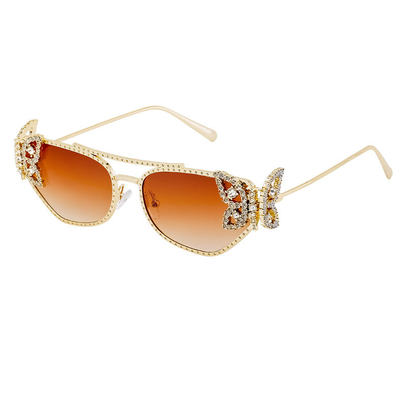Adiffu Butterfly With Diamond Square Frame Sunglasses