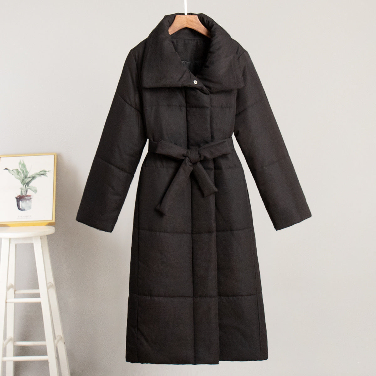 Adiffu Loose Casual Warm Long Stand-up Collar Cotton-padded Jacket