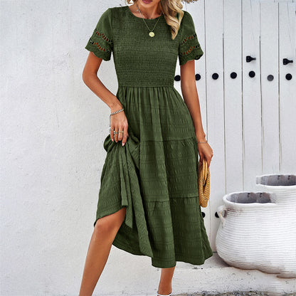 Adiffu Comfortable Hollow Short-sleeved Dress