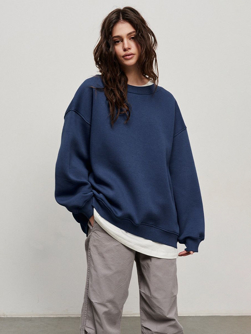 Adiffu Loose Round Neck Pullover Sweatshirt