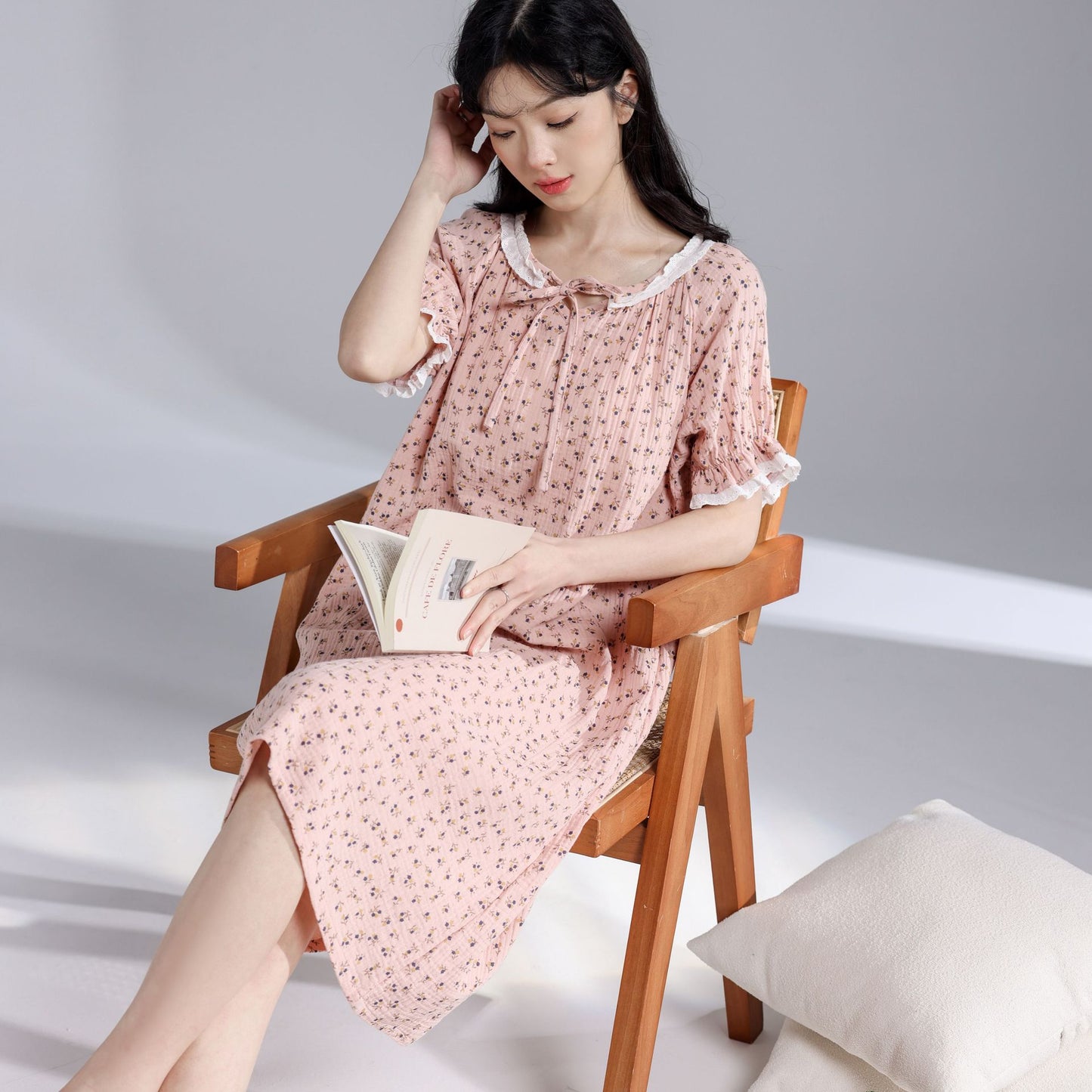 Adiffu Summer Cotton Floral Dress Pajamas