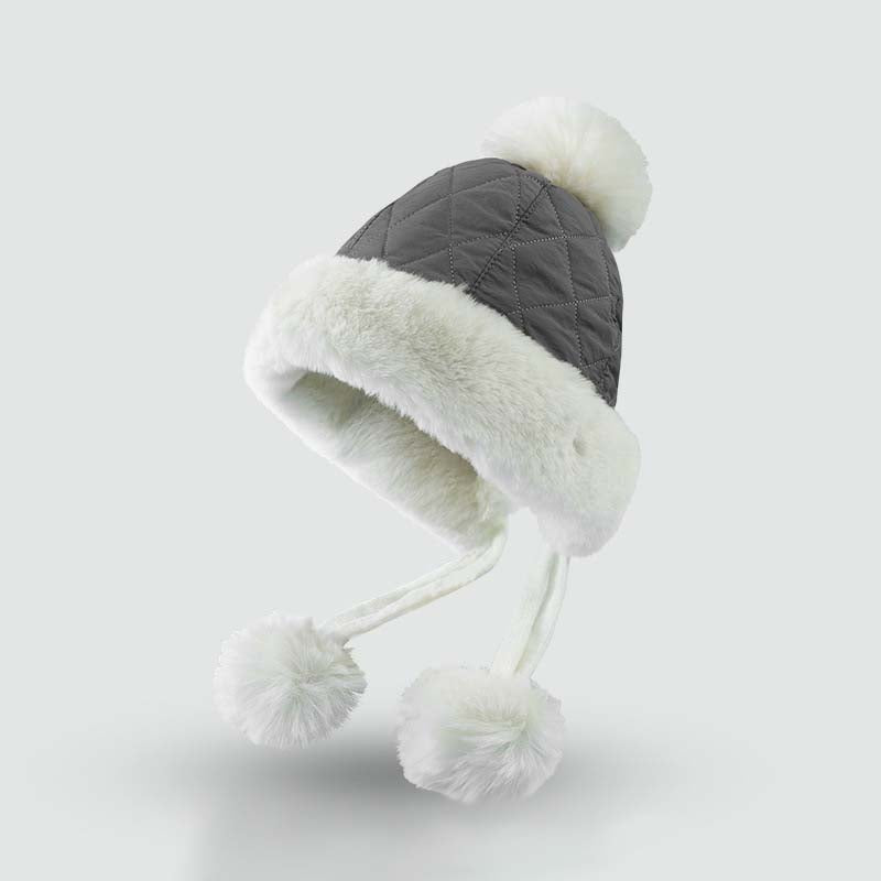 Adiffu Autumn And Winter Mixed Color Cotton Wool Ear Protection Hat