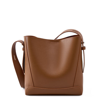 Adiffu All-match Leather Bucket Bag
