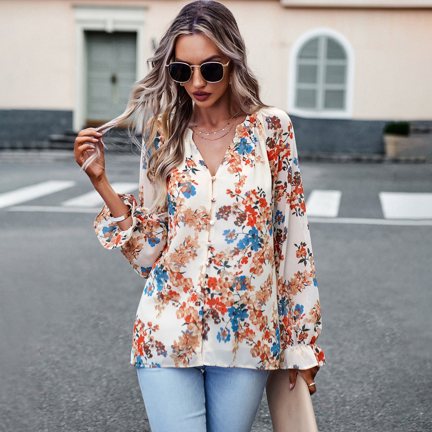 Adiffu Elegant Floral Shirt For Lady