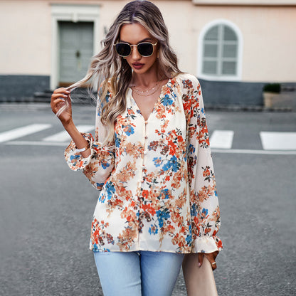 Adiffu Elegant Floral Shirt For Lady