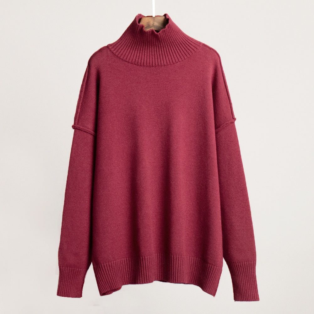 Adiffu Loose Comfortable Turtleneck Knit Pullover Sweater