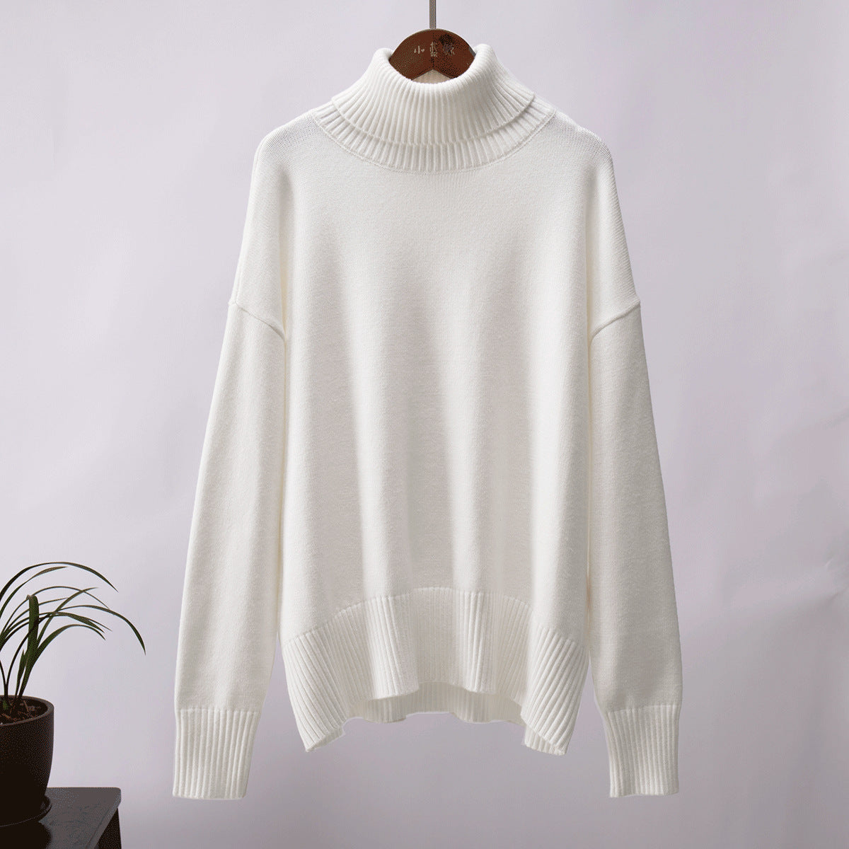 Adiffu Autumn Winter Solid Color Loose Knitted Sweater