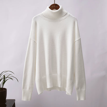 Adiffu Autumn Winter Solid Color Loose Knitted Sweater