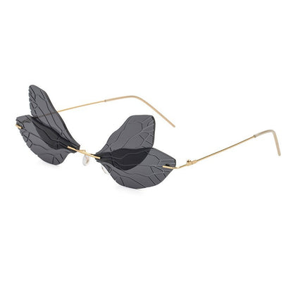Adiffu Frameless Gradient Color Dragonfly Sunglasses For women