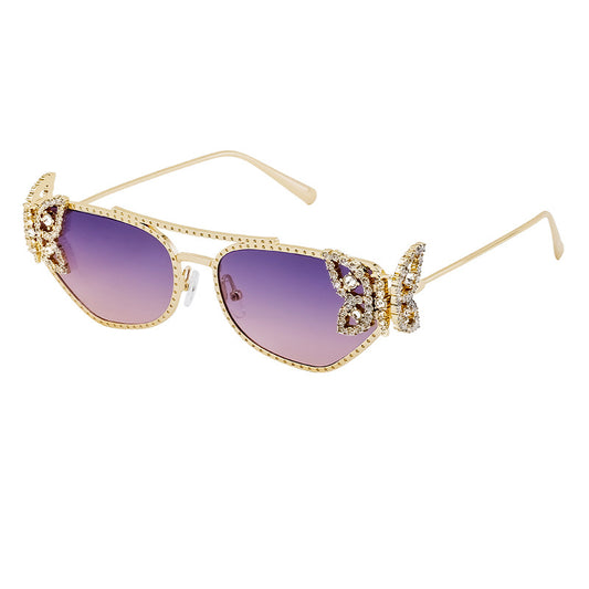 Adiffu Butterfly With Diamond Square Frame Sunglasses