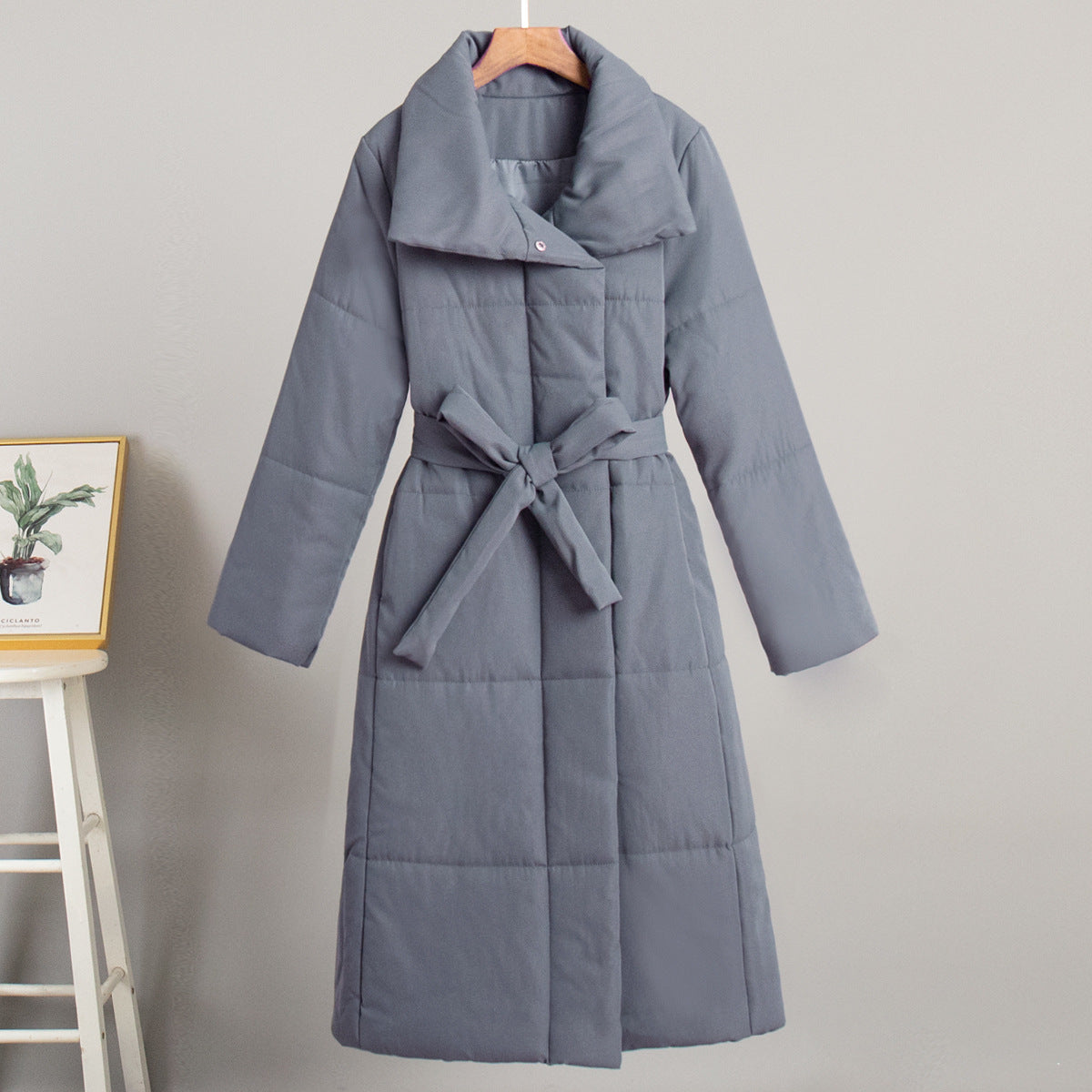Adiffu Loose Casual Warm Long Stand-up Collar Cotton-padded Jacket