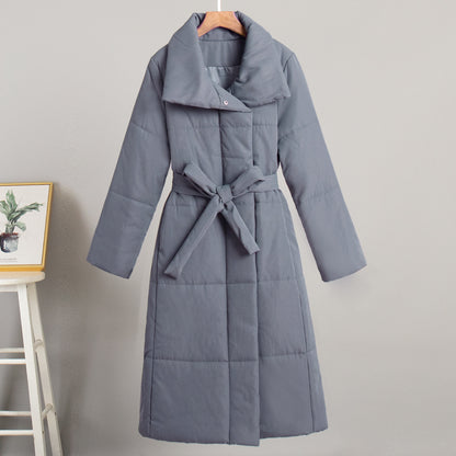 Adiffu Loose Casual Warm Long Stand-up Collar Cotton-padded Jacket