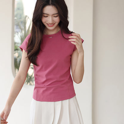Summer Crew Neck Slim-fit Short-sleeved T-shirt For Girl