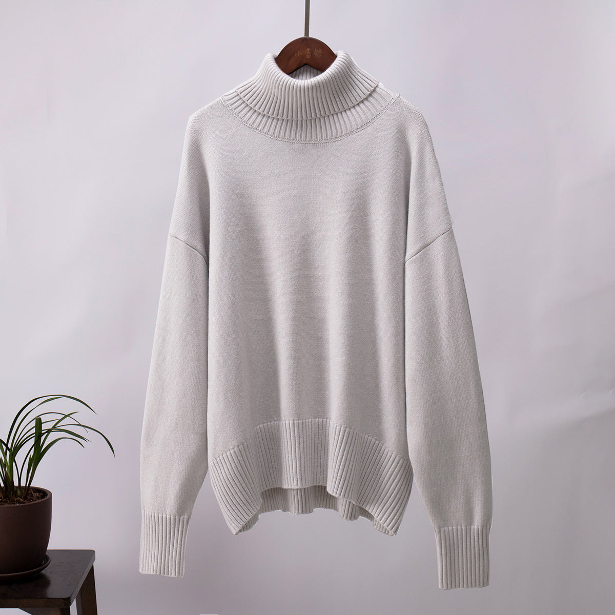 Adiffu Autumn Winter Solid Color Loose Knitted Sweater