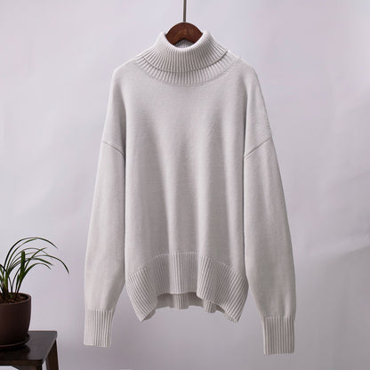Adiffu Autumn Winter Solid Color Loose Knitted Sweater