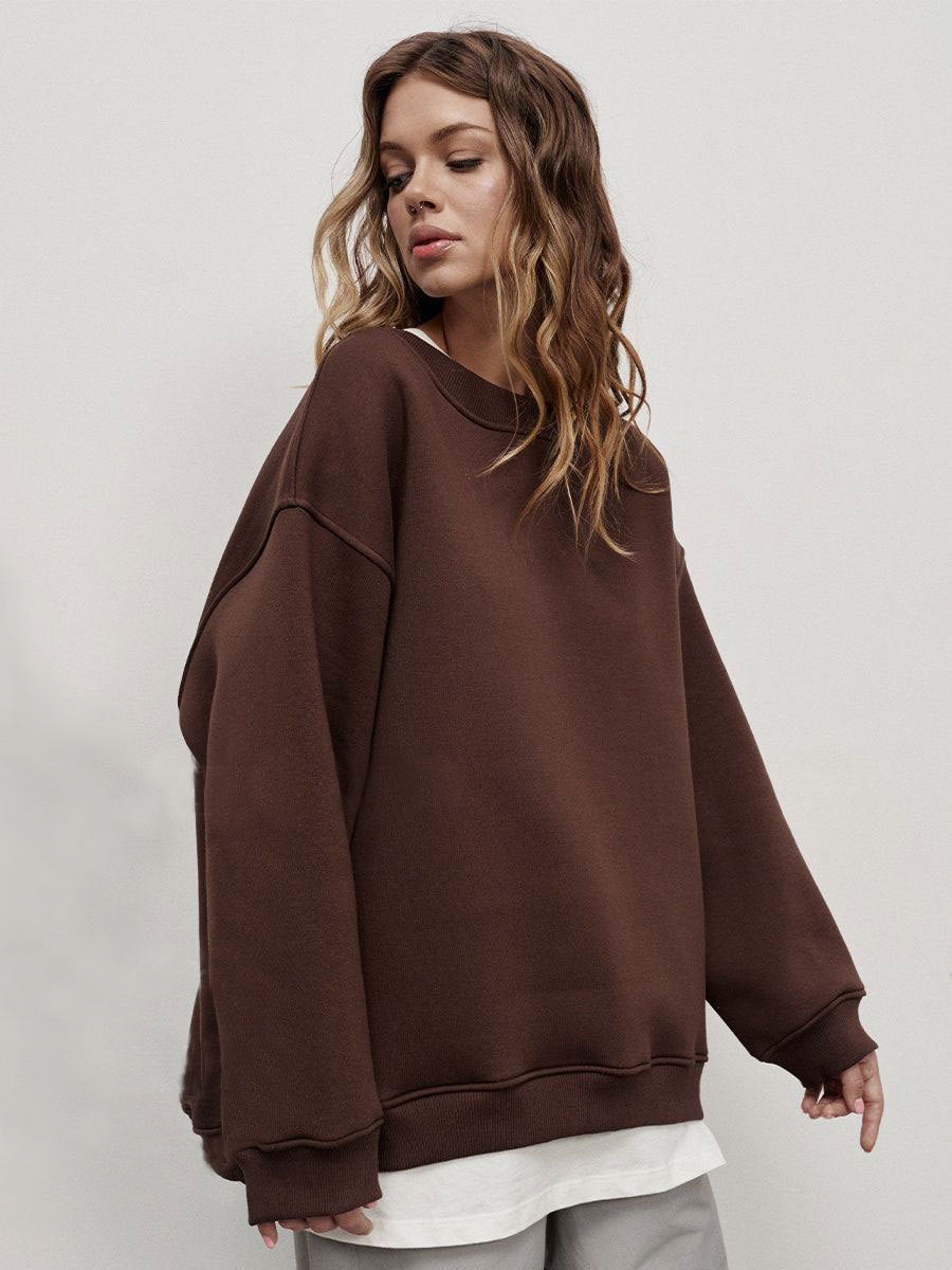 Adiffu Loose Round Neck Pullover Sweatshirt