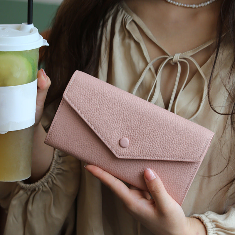 Adiffu Selected Pure Cowhide Soft Leather Long Wallet