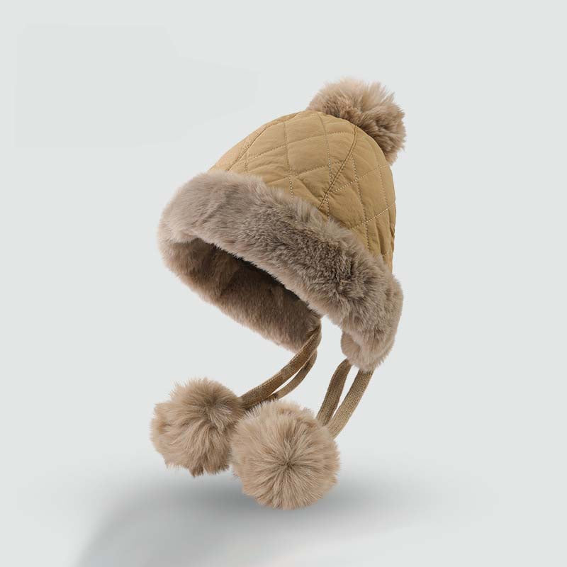 Adiffu Autumn And Winter Mixed Color Cotton Wool Ear Protection Hat