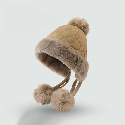 Adiffu Autumn And Winter Mixed Color Cotton Wool Ear Protection Hat