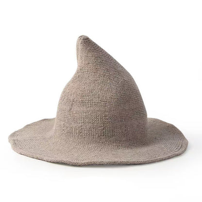 Adiffu Halloween Witch Hat With Large Brim Knitted Party Cosplay Hat