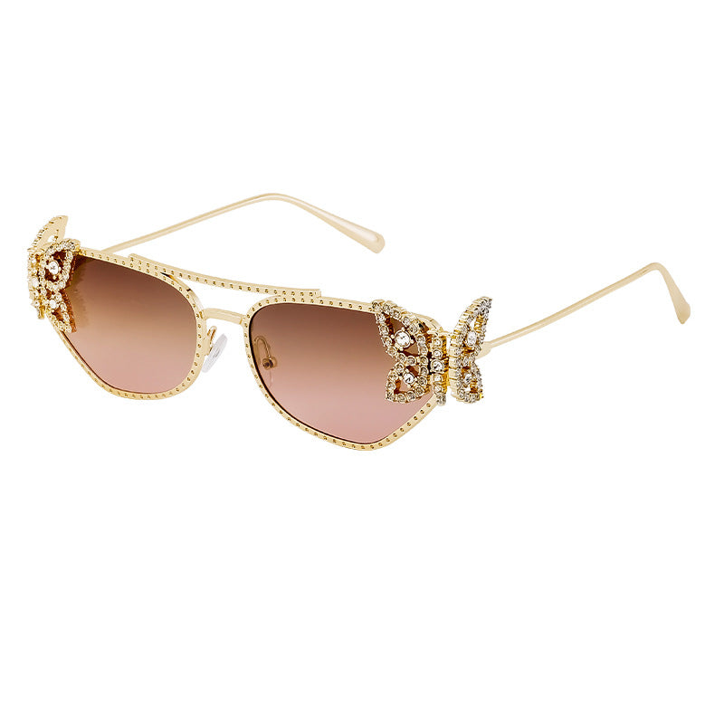 Adiffu Butterfly With Diamond Square Frame Sunglasses