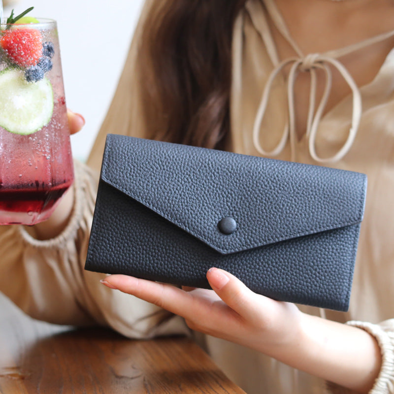 Adiffu Selected Pure Cowhide Soft Leather Long Wallet