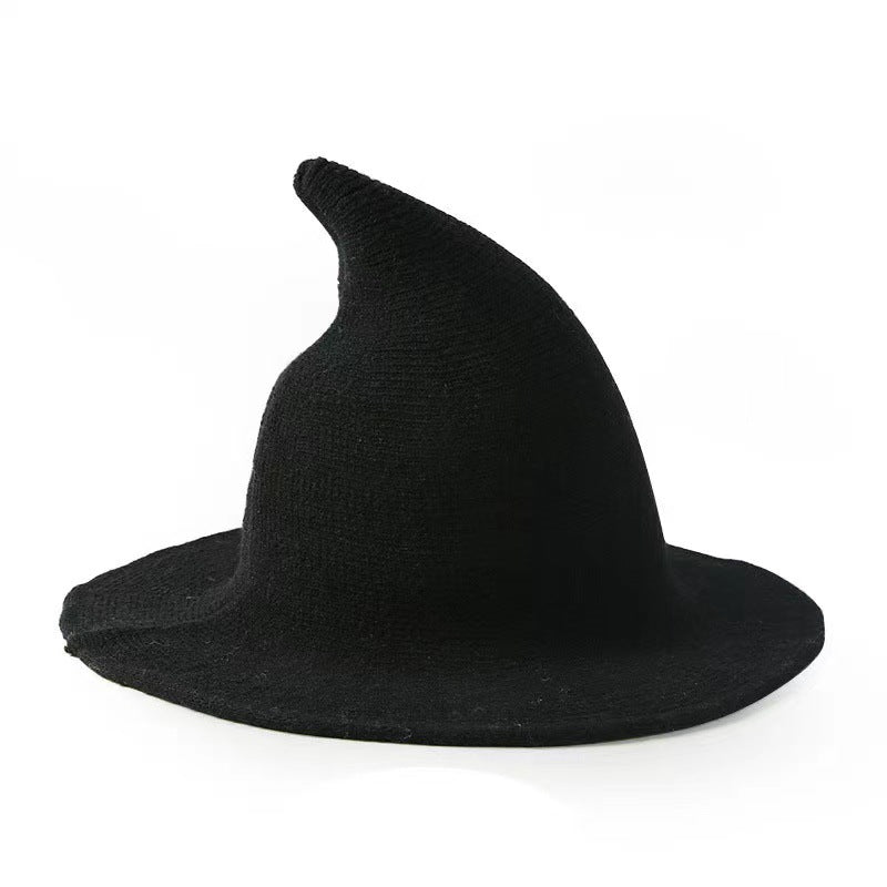 Adiffu Halloween Witch Hat With Large Brim Knitted Party Cosplay Hat
