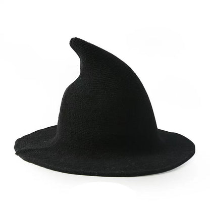 Adiffu Halloween Witch Hat With Large Brim Knitted Party Cosplay Hat