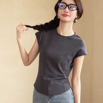 Summer Crew Neck Slim-fit Short-sleeved T-shirt For Girl