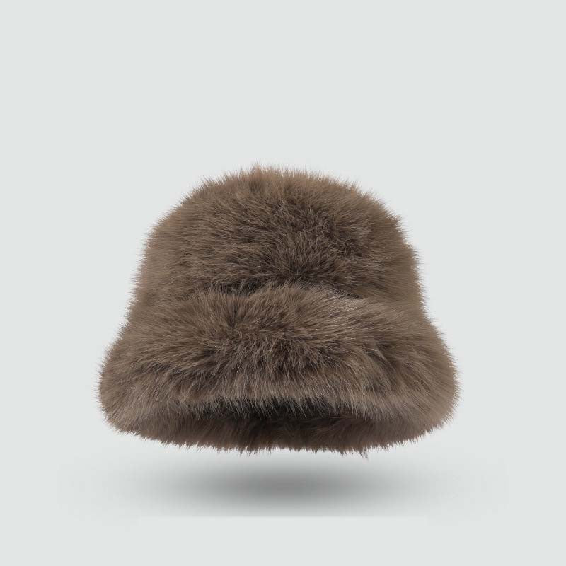 Adiffu Thick Pot Hat With Wide Eaves Solid Color Long Wool Hat