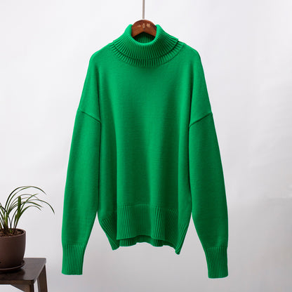Adiffu Autumn Winter Solid Color Loose Knitted Sweater