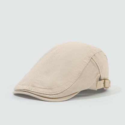 Adiffu Simple Casual Retro British Solid Cotton Short Brimmed Front Hat Fashion All Shade Breathable Reverse Wear Beret