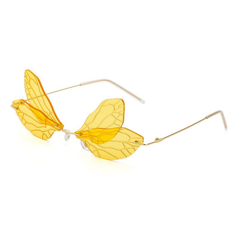 Adiffu Frameless Gradient Color Dragonfly Sunglasses For women