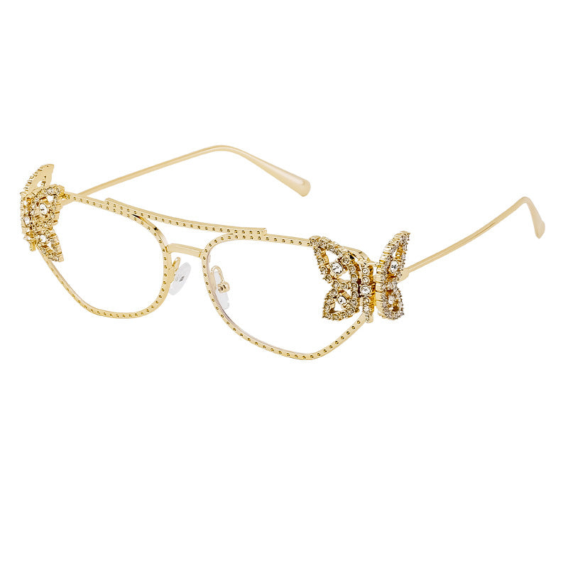 Adiffu Butterfly With Diamond Square Frame Sunglasses