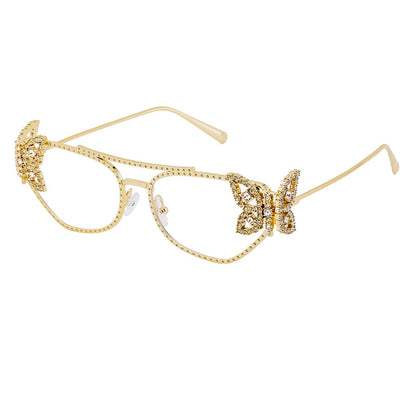 Adiffu Butterfly With Diamond Square Frame Sunglasses