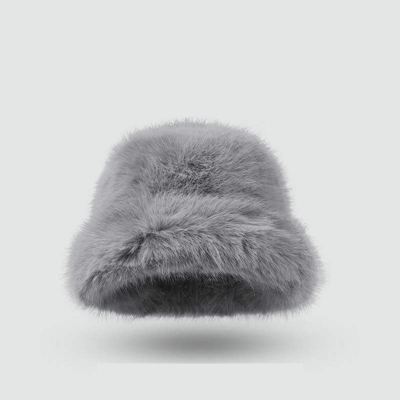 Adiffu Thick Pot Hat With Wide Eaves Solid Color Long Wool Hat