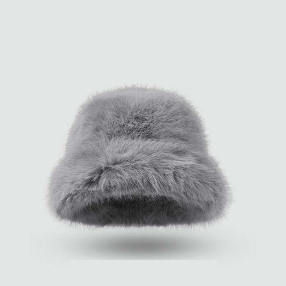 Adiffu Thick Pot Hat With Wide Eaves Solid Color Long Wool Hat