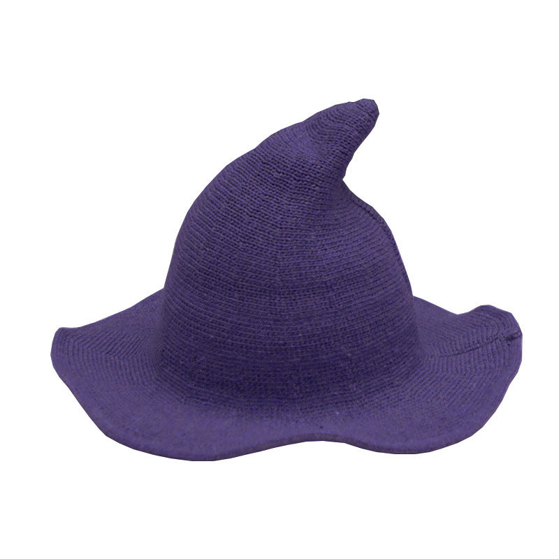 Adiffu Halloween Witch Hat With Large Brim Knitted Party Cosplay Hat