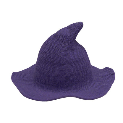 Adiffu Halloween Witch Hat With Large Brim Knitted Party Cosplay Hat