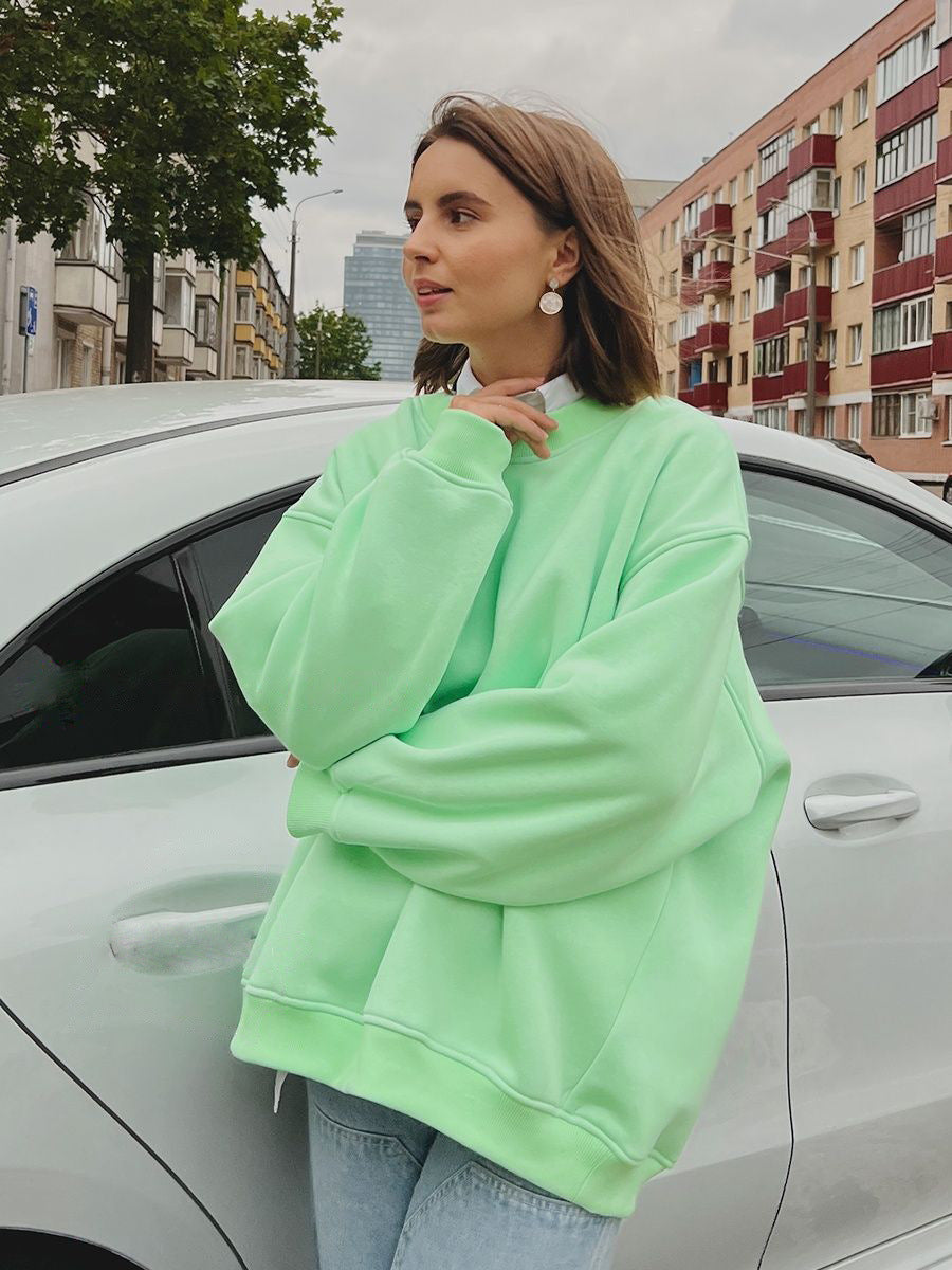 Adiffu Loose Round Neck Pullover Sweatshirt