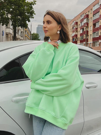 Adiffu Loose Round Neck Pullover Sweatshirt