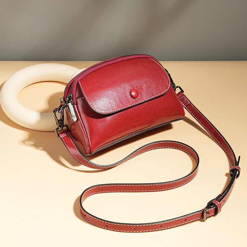 Adiffu Multi-compartment Genuine Leather Women's Mobile Phone Bag