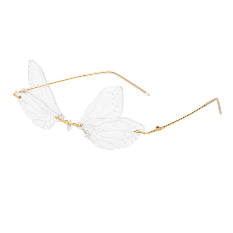 Adiffu Frameless Gradient Color Dragonfly Sunglasses For women