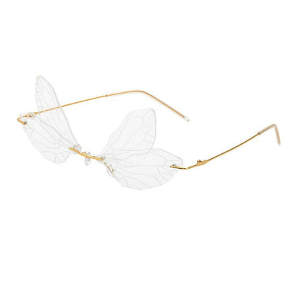Adiffu Frameless Gradient Color Dragonfly Sunglasses For women