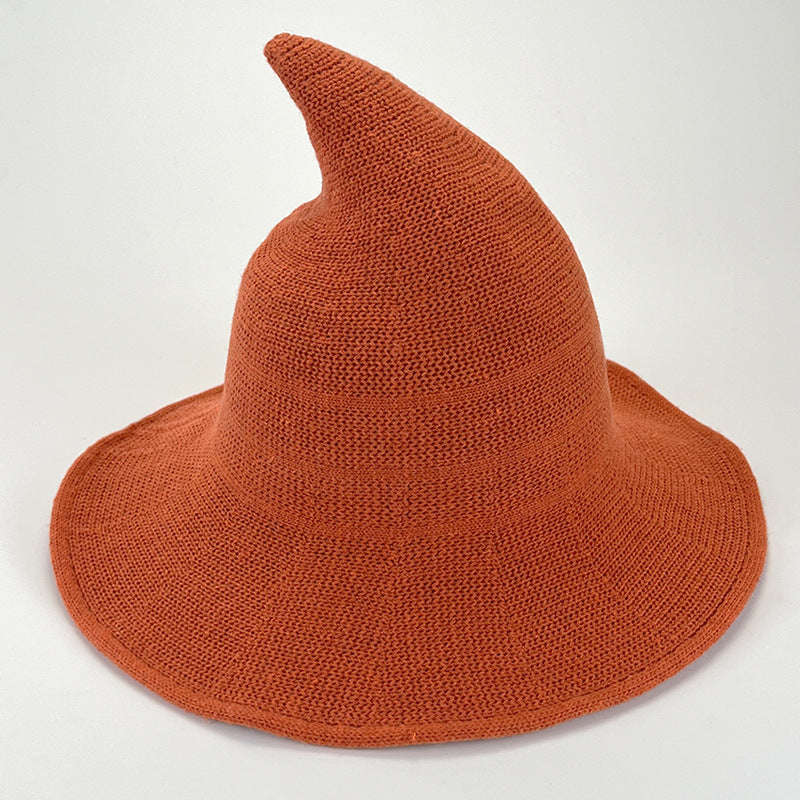 Adiffu Halloween Witch Hat With Large Brim Knitted Party Cosplay Hat