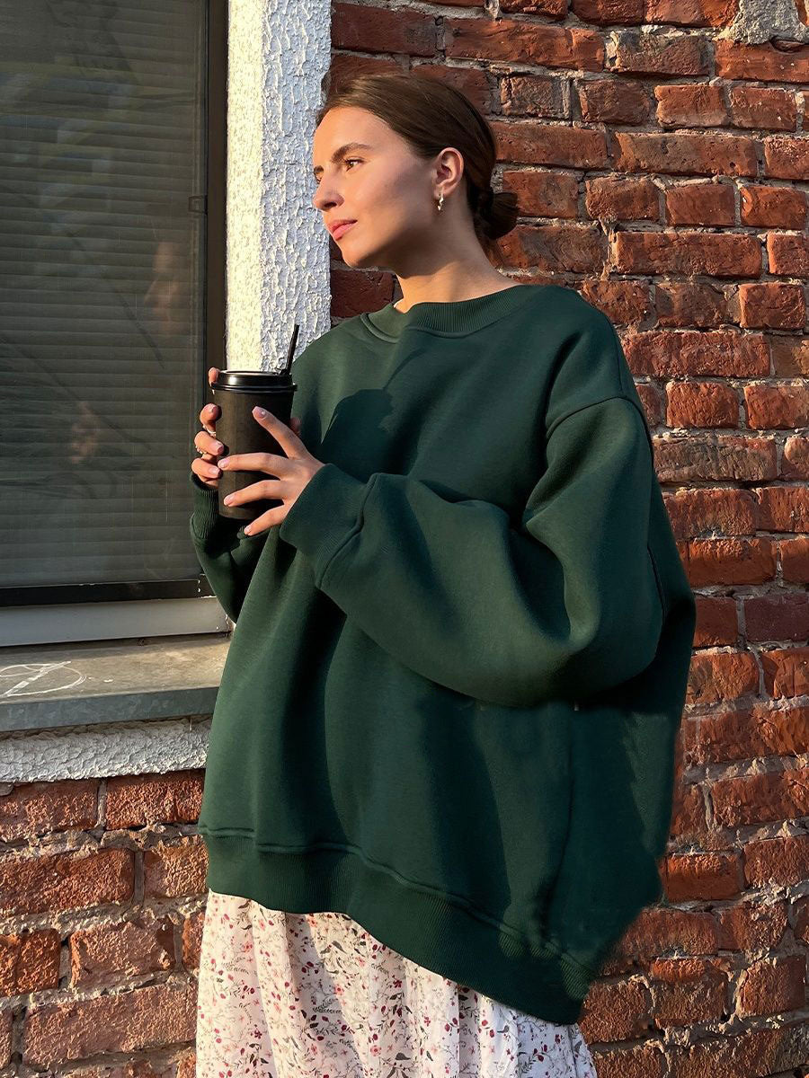 Adiffu Loose Round Neck Pullover Sweatshirt