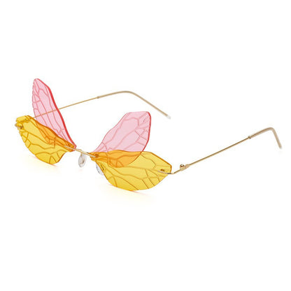 Adiffu Frameless Gradient Color Dragonfly Sunglasses For women