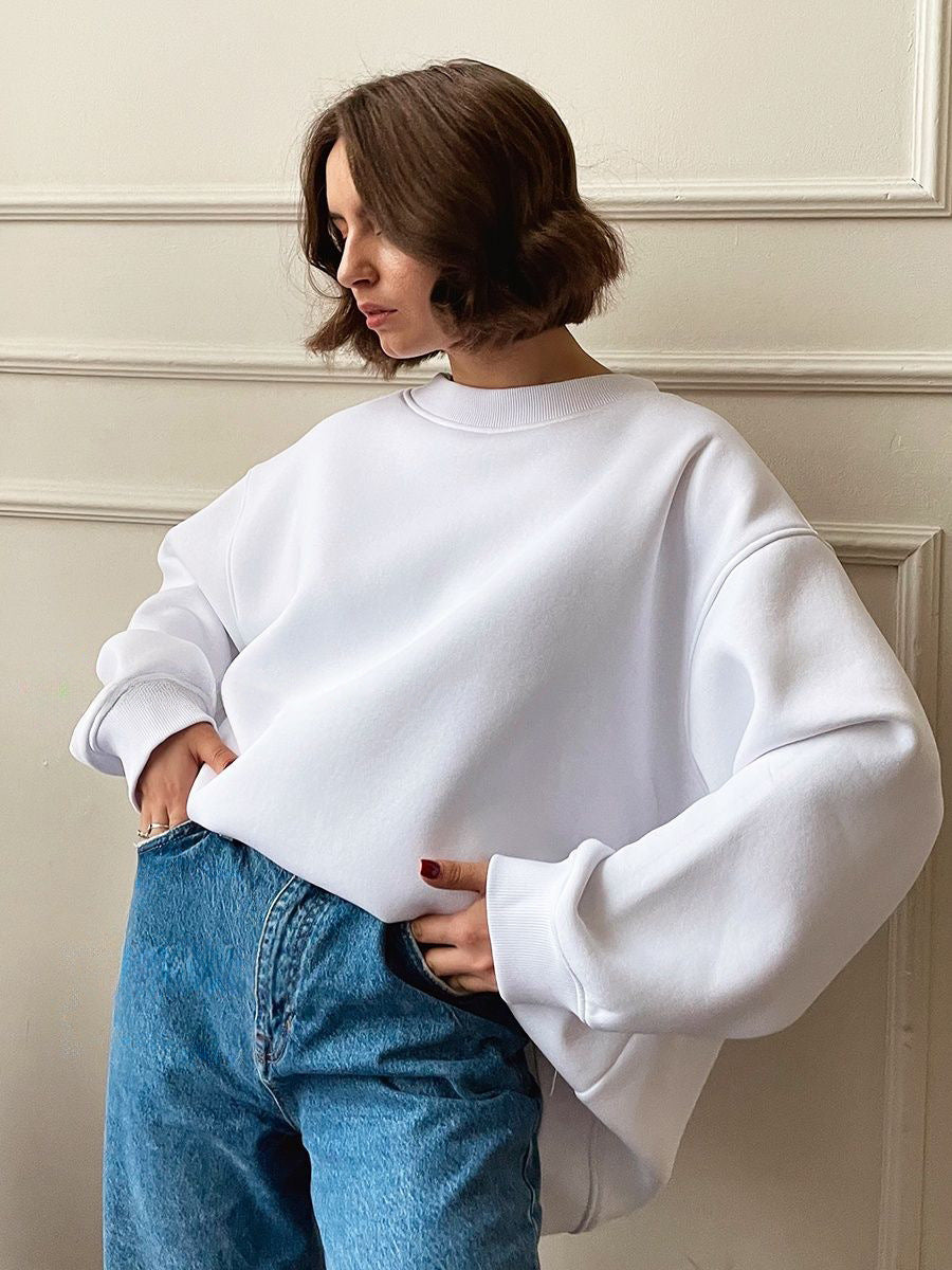 Adiffu Loose Round Neck Pullover Sweatshirt